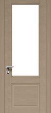 Дверь Union FLEXO Wood 103VS со стеклом SATINATO BIANCO матовая эмаль Cappuccino натуральный шпон